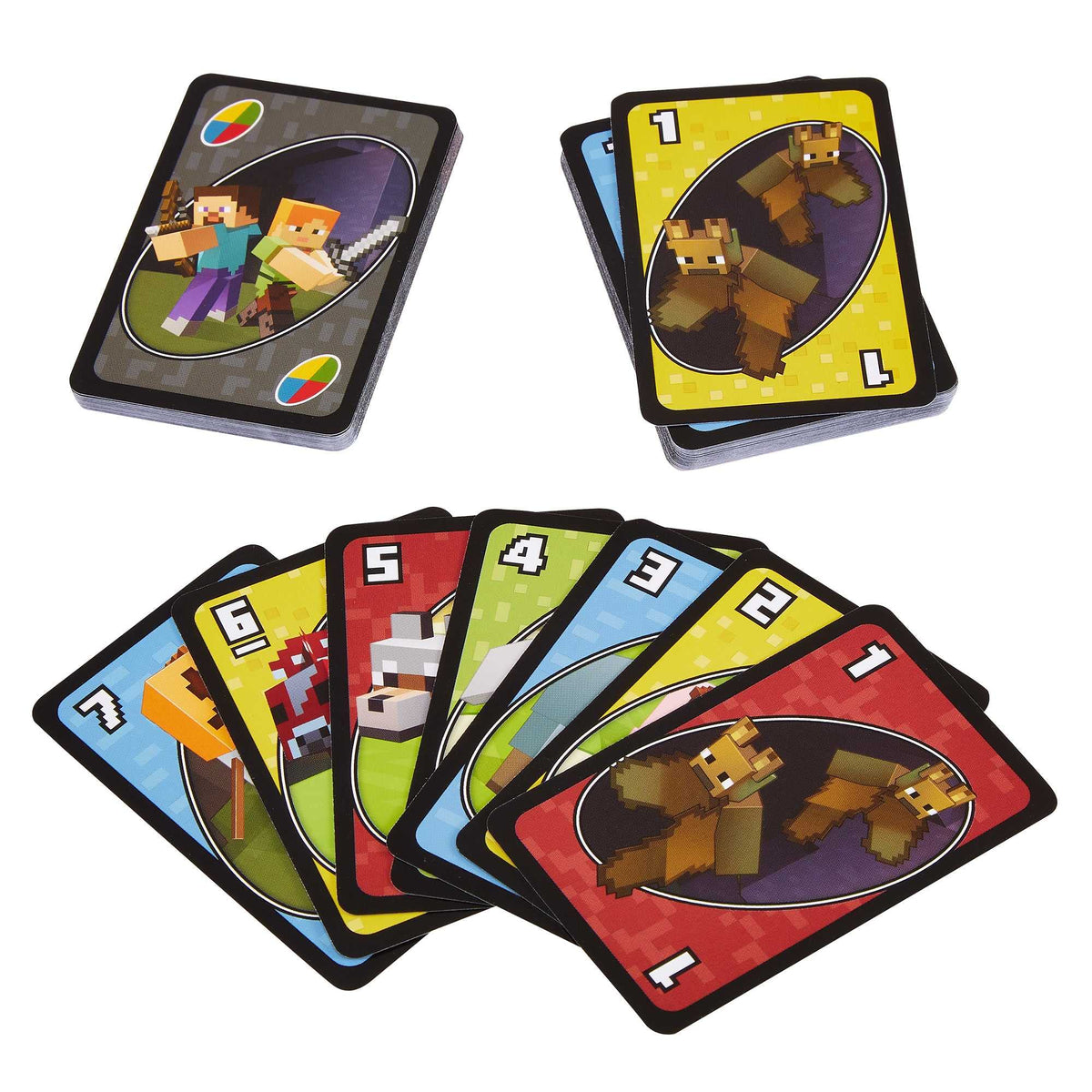 Mattel Games UNO Minecraft Card Game – Family & Party Fun for 2 to 10 Players