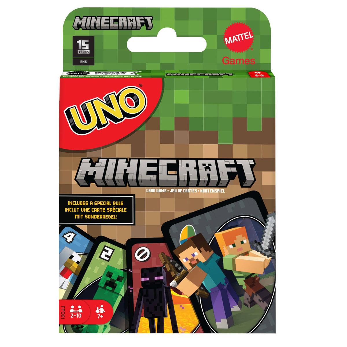 Mattel Games UNO Minecraft Card Game – Family & Party Fun for 2 to 10 Players