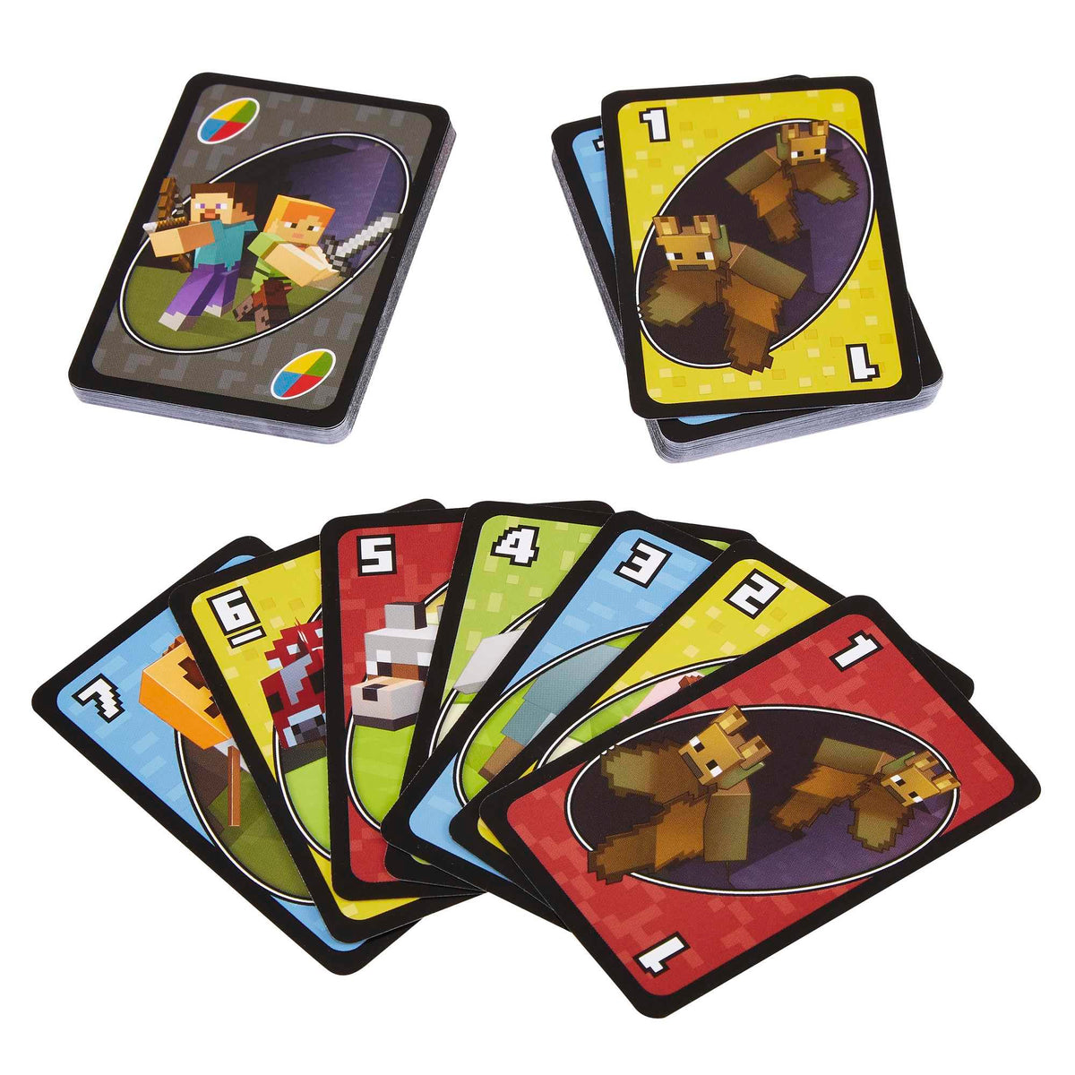 Mattel Games UNO Minecraft Card Game – Family & Party Fun for 2 to 10 Players