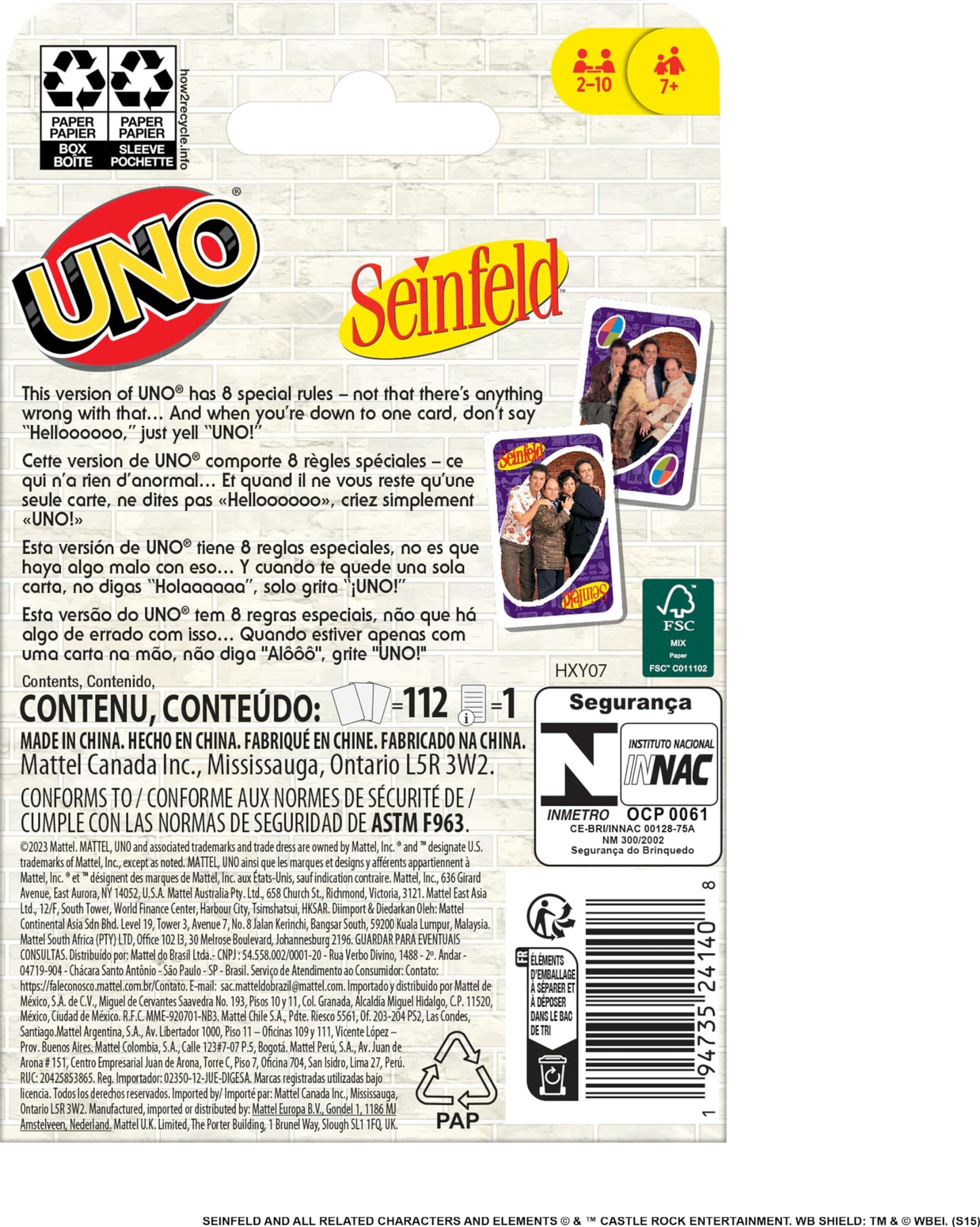 Mattel Games UNO Seinfeld Card Game – Collectible Deck & Special Rules for Family Nights