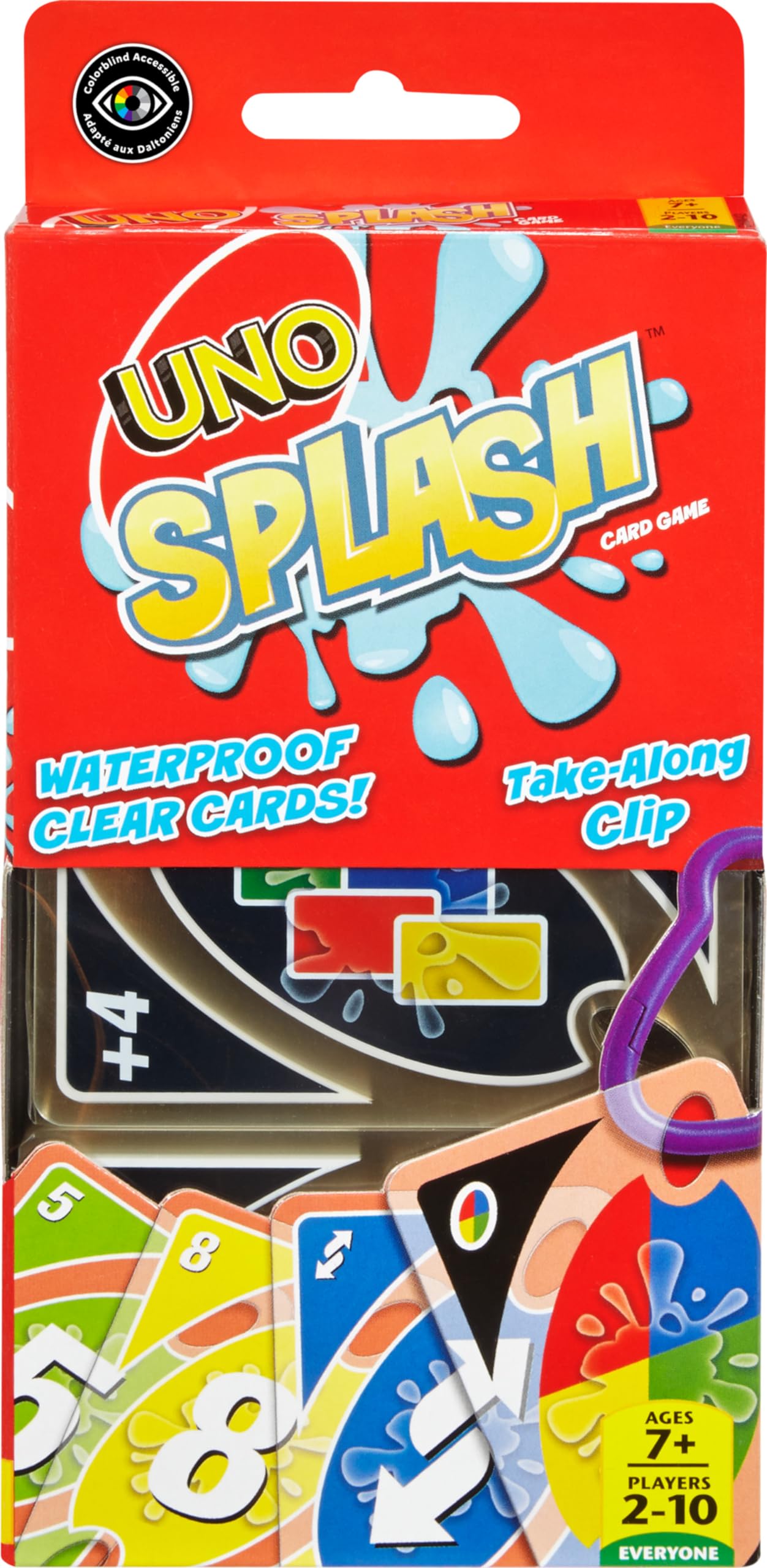 UNO Splash Card Game – Waterproof Cards with Clip for Travel | Mattel Games