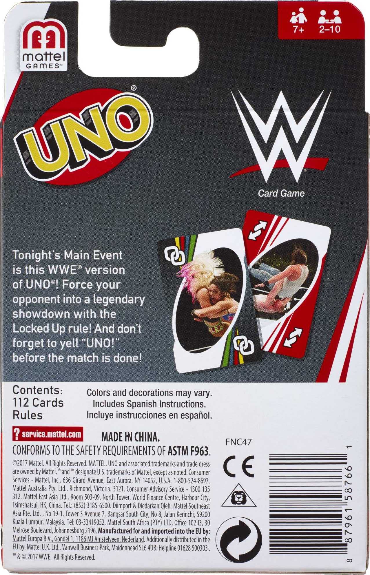 Mattel Games UNO WWE Edition Card Game — 2-10 Players, Ages 7+
