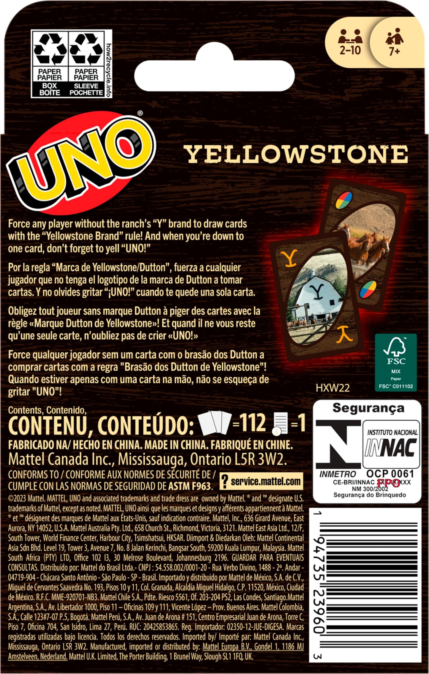 Mattel Games UNO Yellowstone Card Game – Family & Party Night with Yellowstone Brand Rule