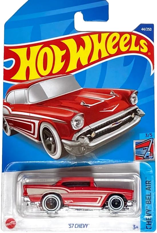 Mattel Hot Wheels 57 Chevy Bel Air Red 1:64 Die-Cast – 3/5, 44/250