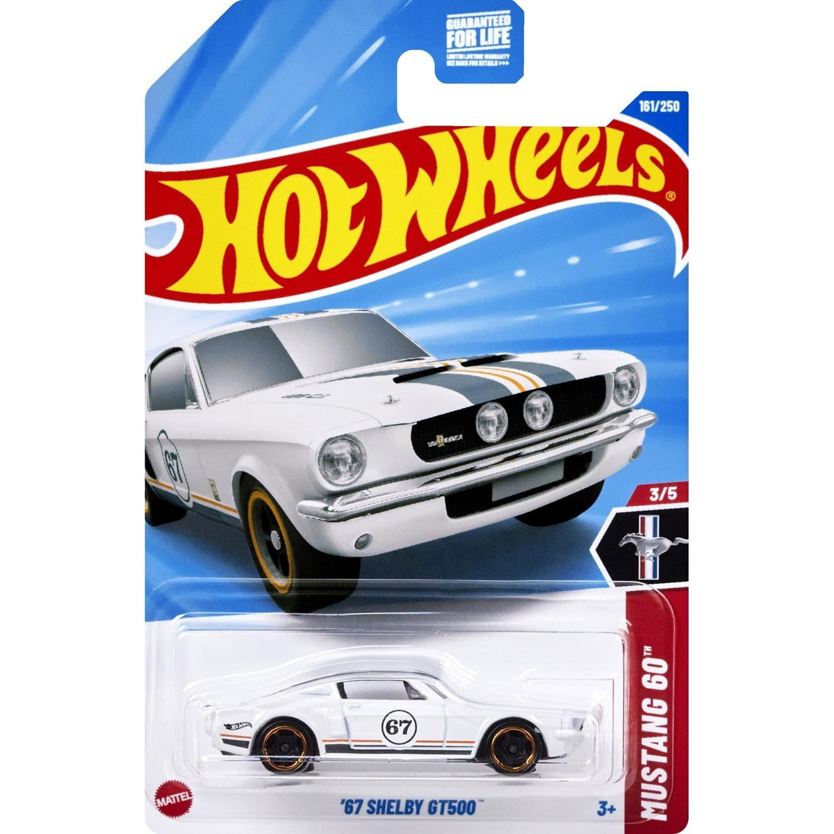 Mattel Hot Wheels 1:64 1967 Shelby GT500 Mustang – White Die-Cast Car