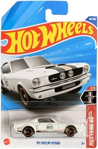 Mattel Hot Wheels 1:64 1967 Shelby GT500 Mustang – White Die-Cast Car