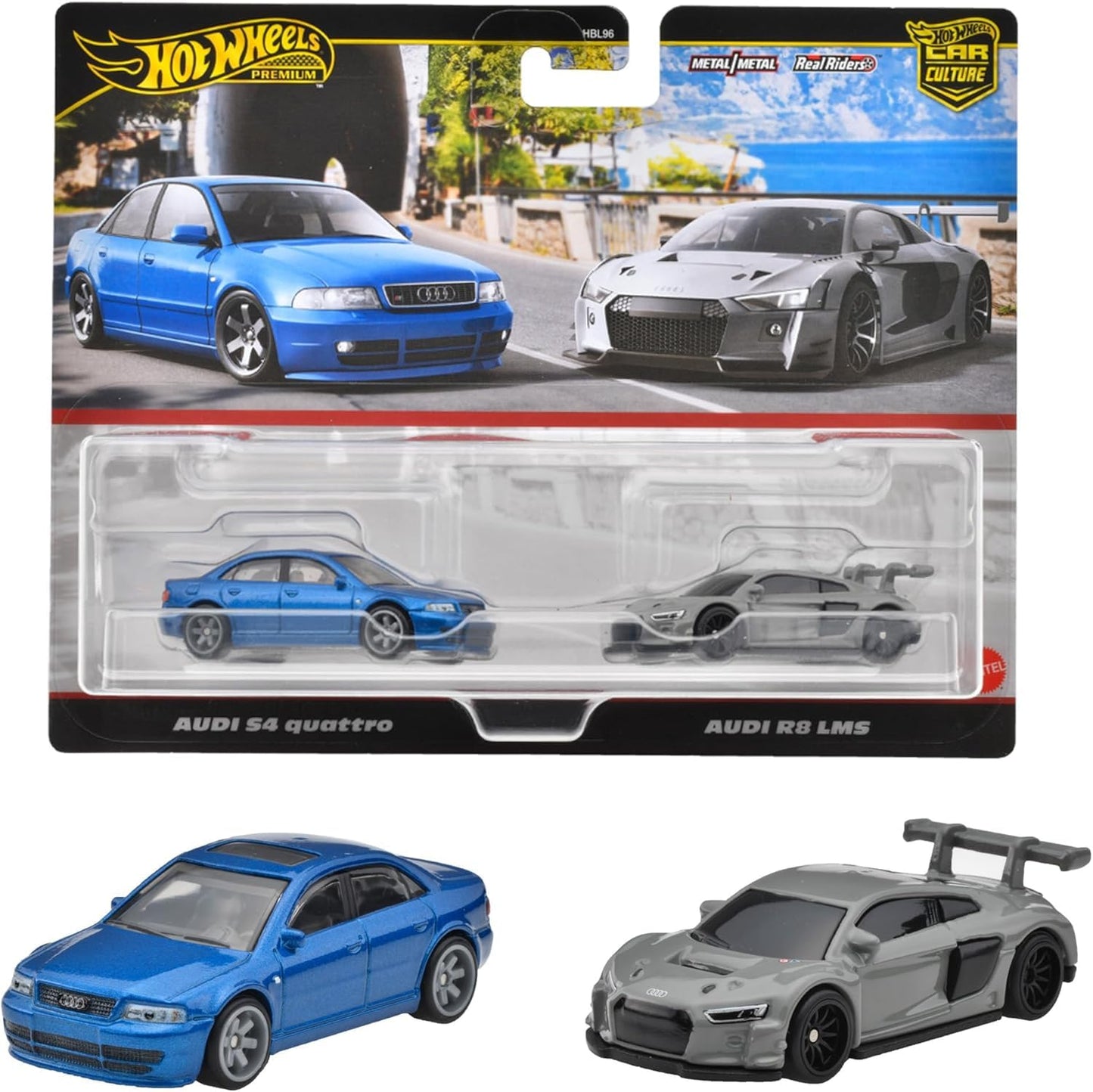 Mattel Hot Wheels Premium 2-Pack: Audi S4 Quattro & Audi R8 LMS