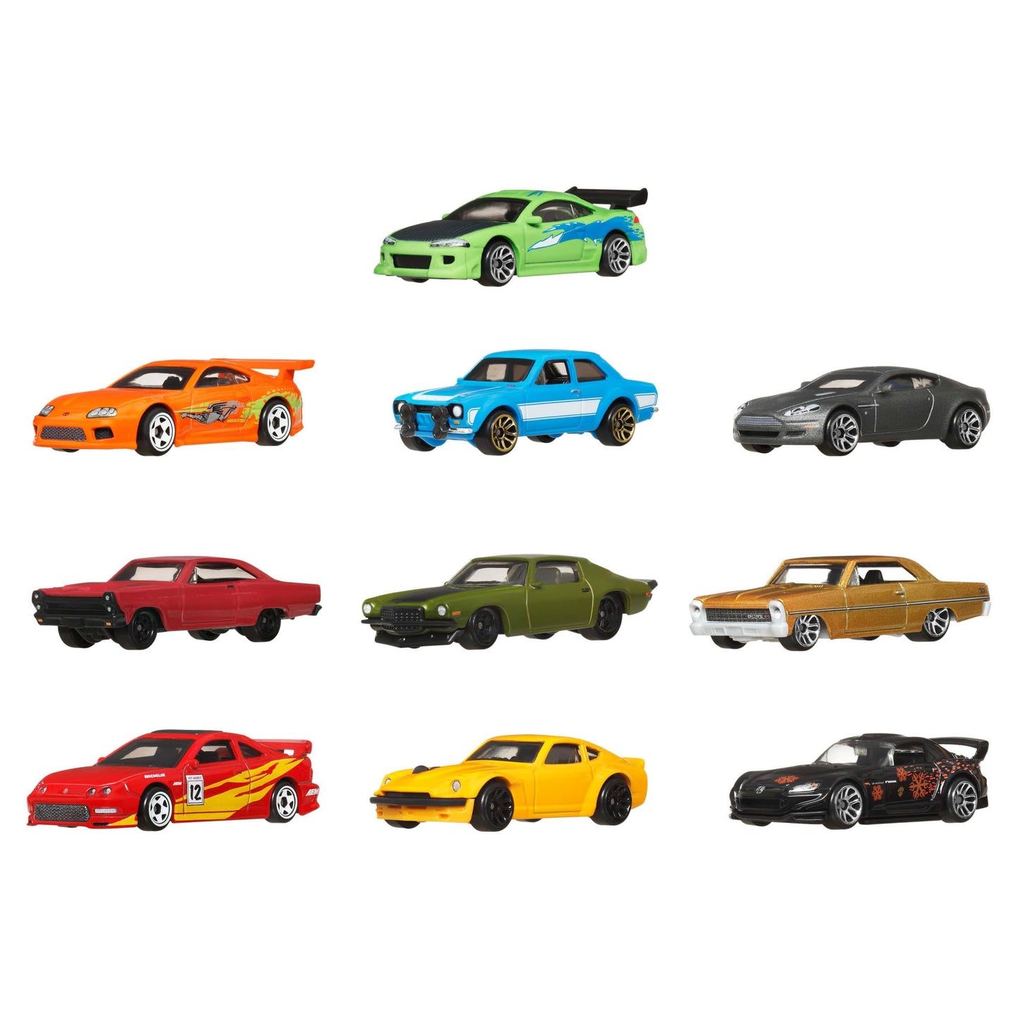 Mattel Hot Wheels Fast and Furious 1:64 Specialized Embellishments — Pack of 10 Licensed Metal Trucks