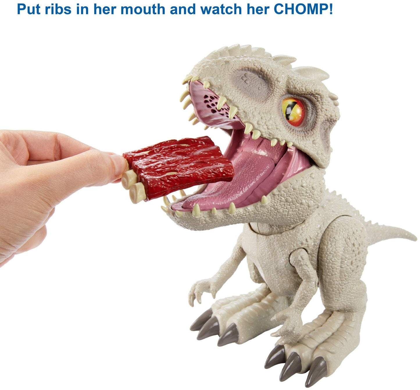 Mattel Jurassic World Camp Cretaceous Indominus Rex Feeding Frenzy – Interactive Dino, Bite Reflex, Lights & Sounds | Ages 4+
