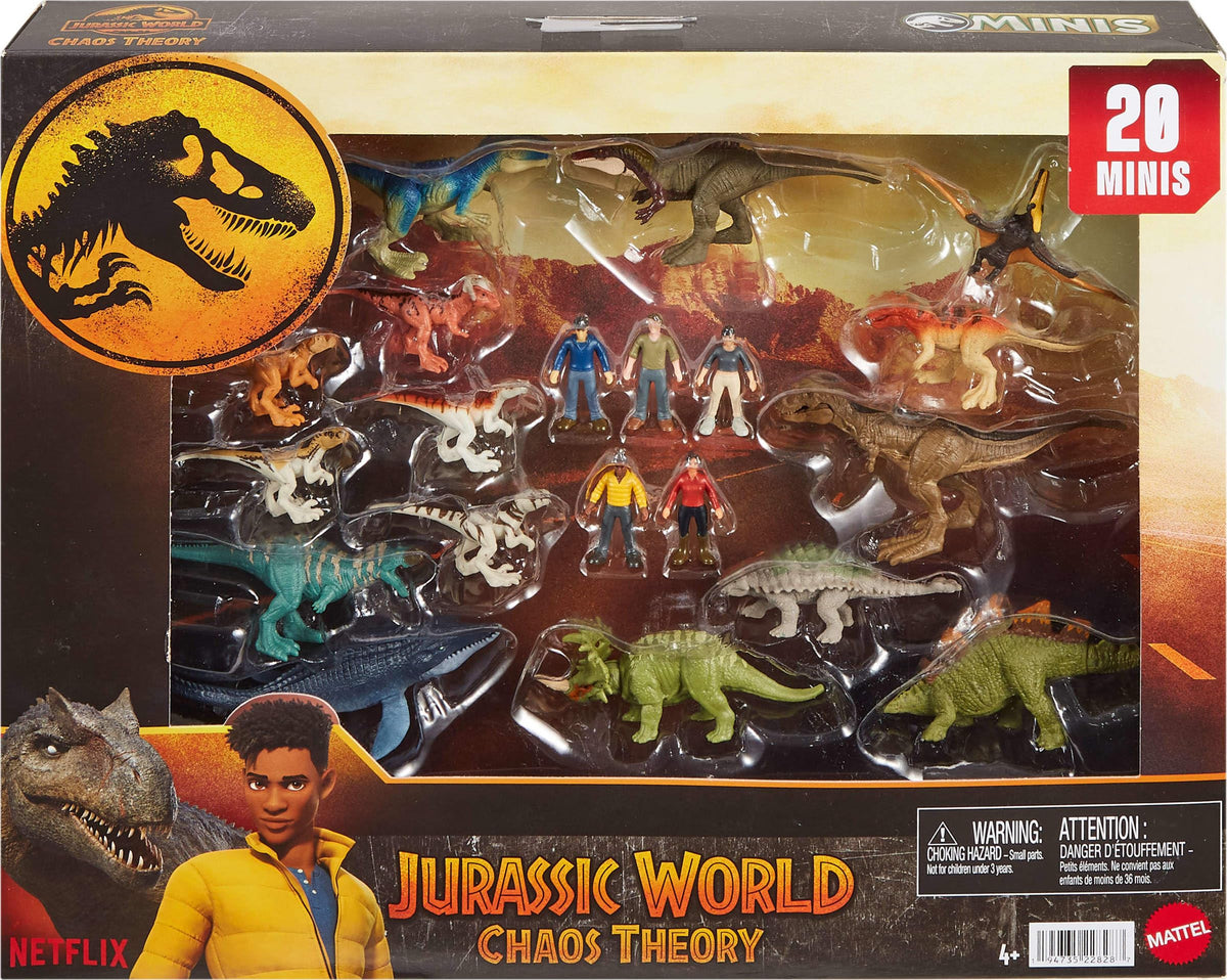 Mattel Jurassic Park MINIS Chaos Theory 20-Pack – 1.15-inch Scale Dinosaurs & Humans