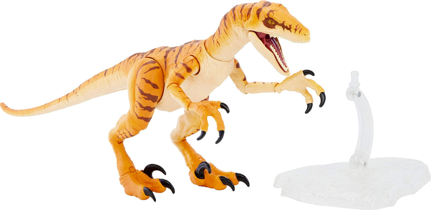 Mattel Jurassic World Amber Collection Tiger Velociraptor Figure - 6-Inch, Movie-Authentic Detail