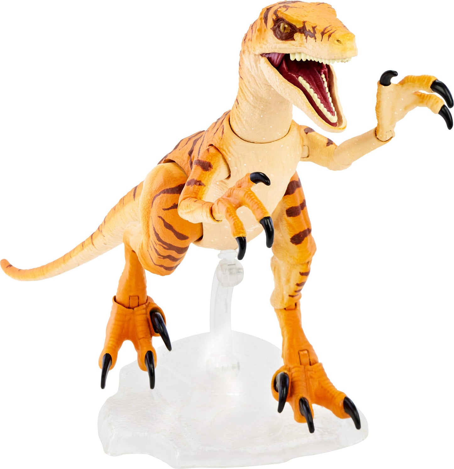 Mattel Jurassic World Amber Collection Tiger Velociraptor Figure - 6-Inch, Movie-Authentic Detail