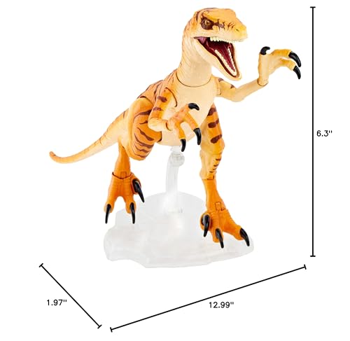 Mattel Jurassic World Amber Collection Tiger Velociraptor Figure - 6-Inch, Movie-Authentic Detail