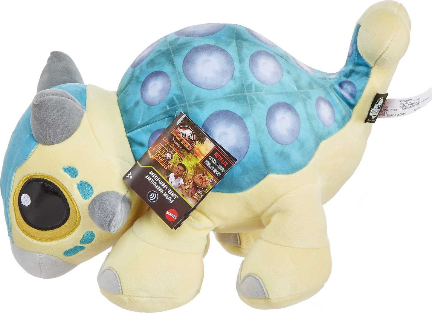 Mattel Jurassic World Camp Cretaceous Bumpy Plush Ankylosaurus with Sound – 15-Inch Soft Toy