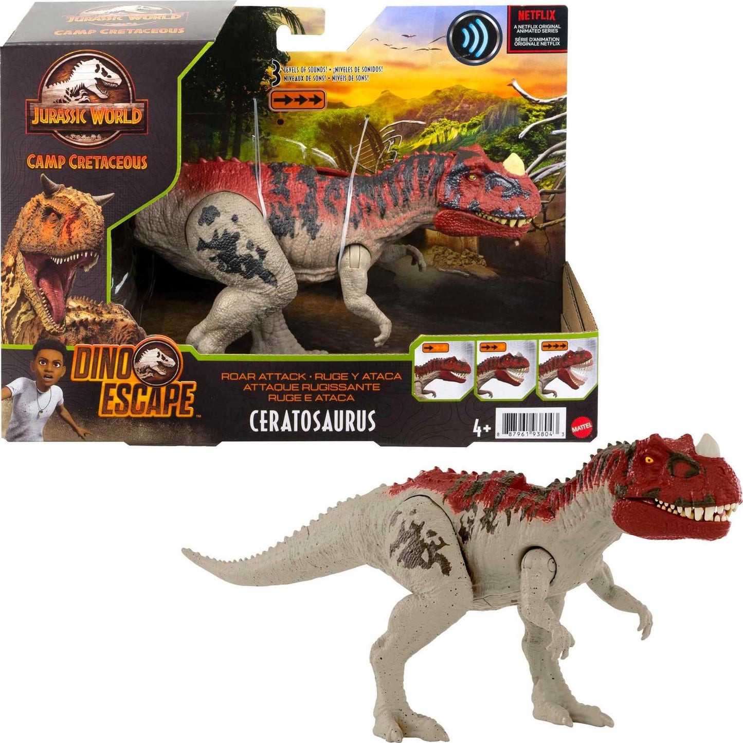 Mattel Jurassic World Camp Cretaceous Ceratosaurus Roar Attack Figure | Strike Motion & Sounds