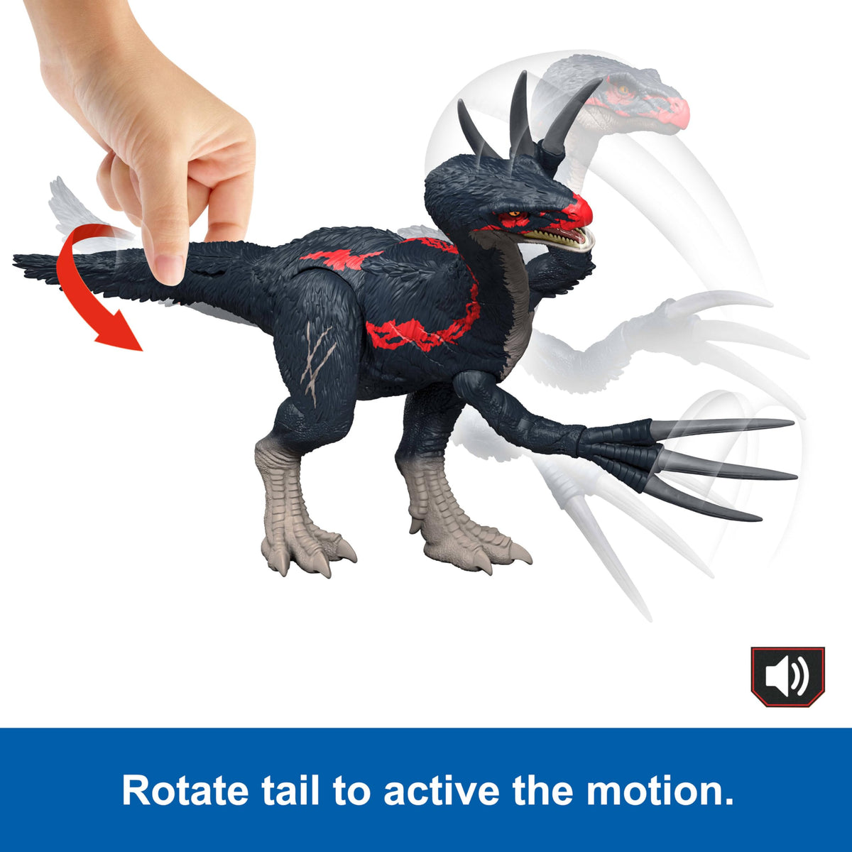 Mattel Jurassic World Chaos Theory Therizinosaurus Slash N Roar Action Figure Toy – Claw Attack & Sound, Digital Play