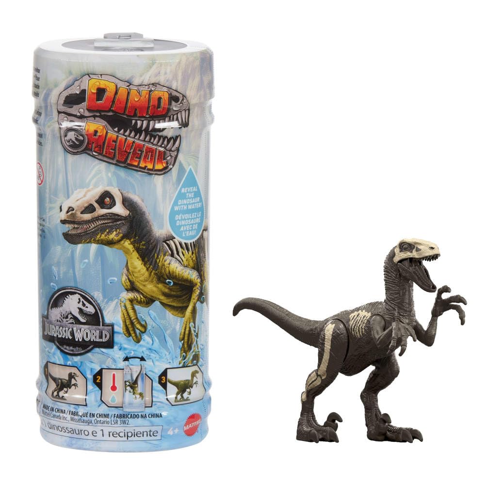Mattel Jurassic World Dino Reveal – Unpack Surprise, Warm Water Color Change, 5-7 Inches, Species Vary