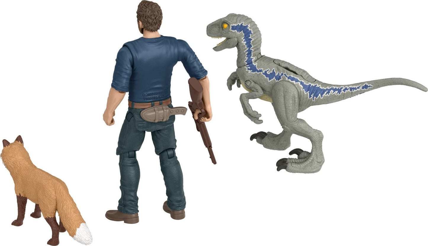 Mattel Jurassic World Dominion Owen & Velociraptor Beta Action Figure Pack | AR Play Set