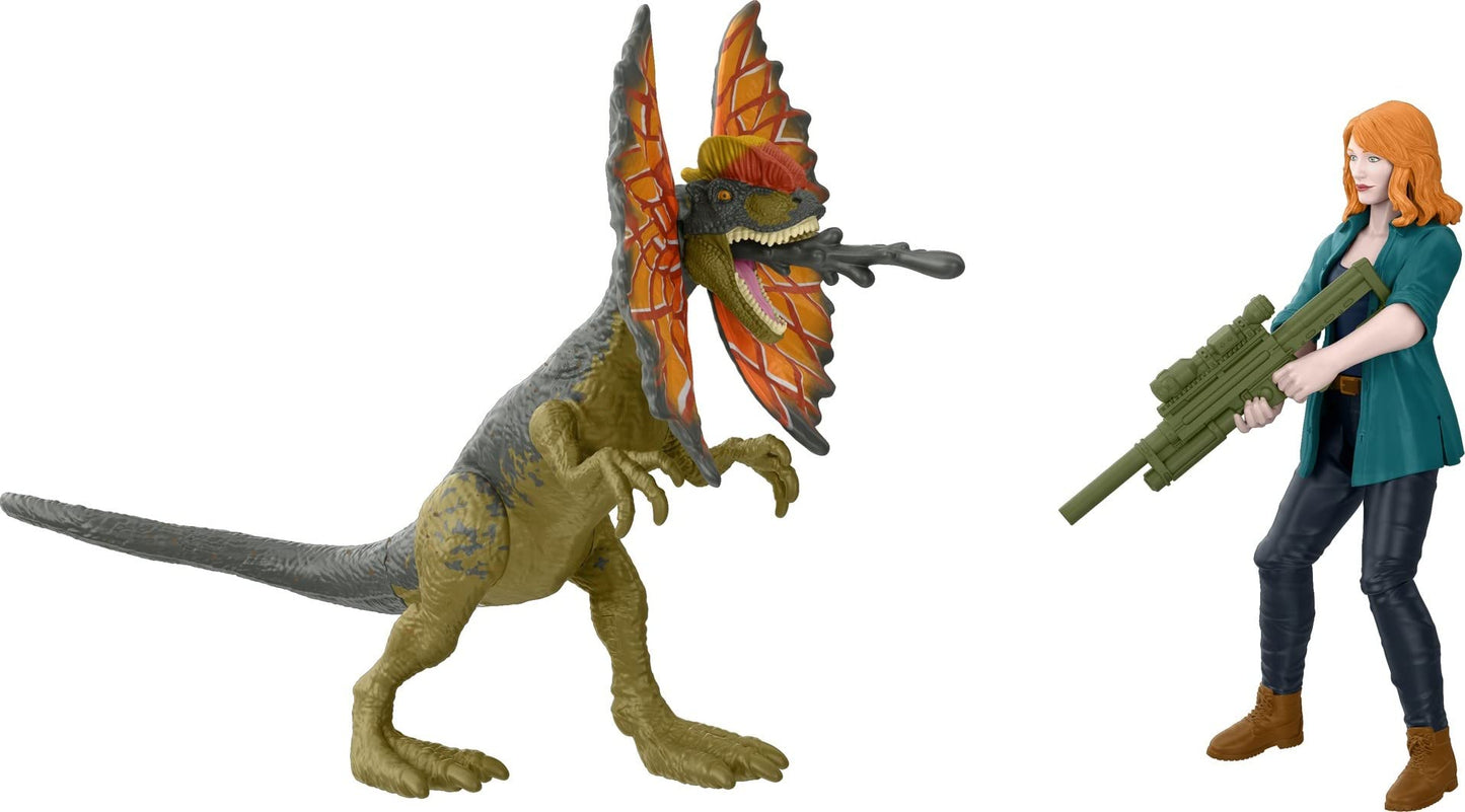 Mattel Jurassic World Dominion Claire & Dilophosaurus Action Figures + AR Accessories