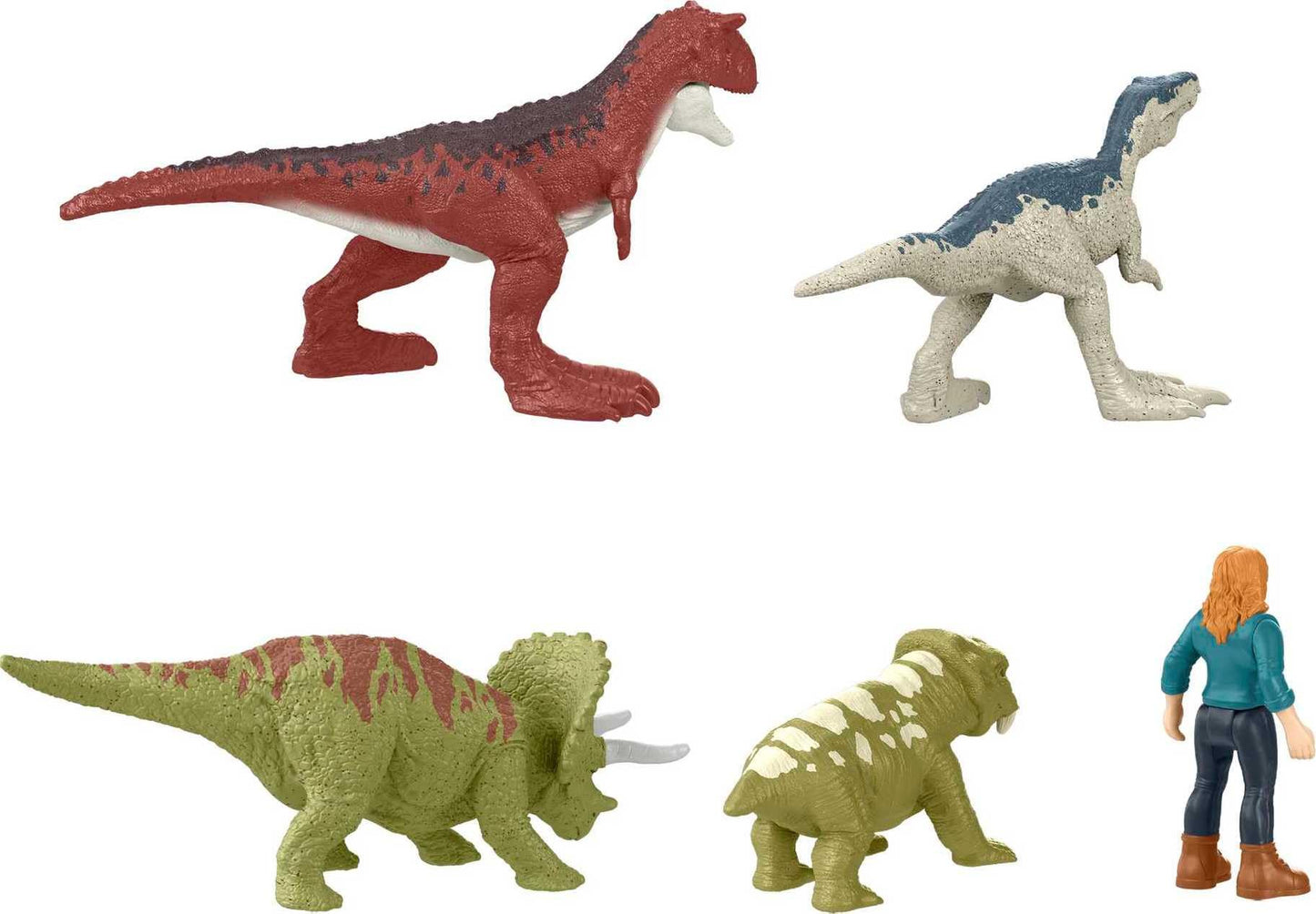 Mattel Jurassic World Dominion Carnotaurus Clash Pack – 5 Mini Figures in Truck-Themed Package