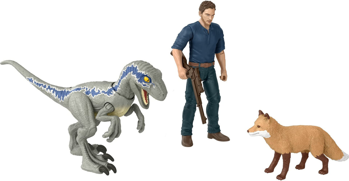 Mattel Jurassic World Dominion Owen & Velociraptor Beta Action Figure Pack | AR Play Set