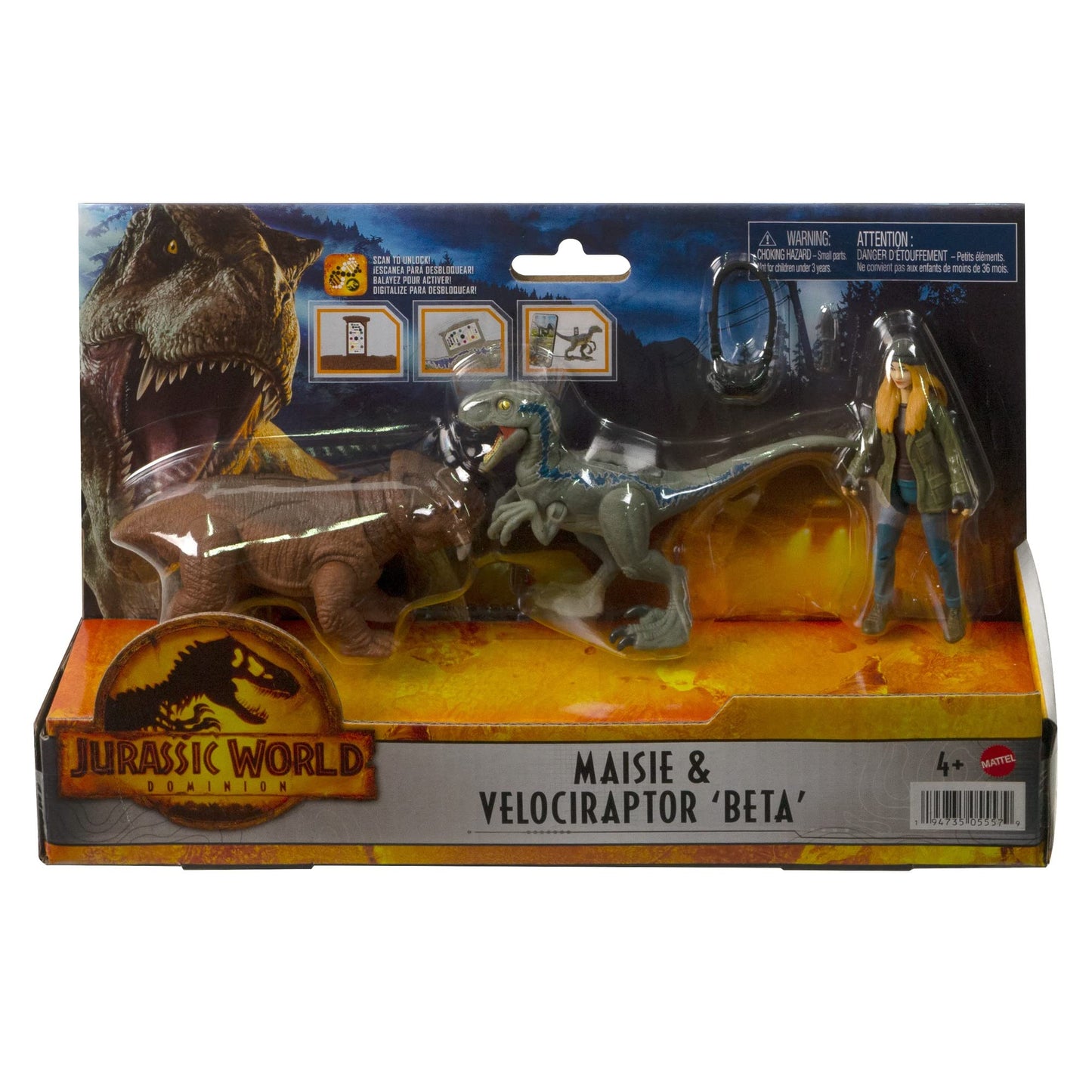 Mattel Jurassic World Dominion Maisie & Velociraptor Beta Action Figures – AR Experience & Accessories | Ages 4+