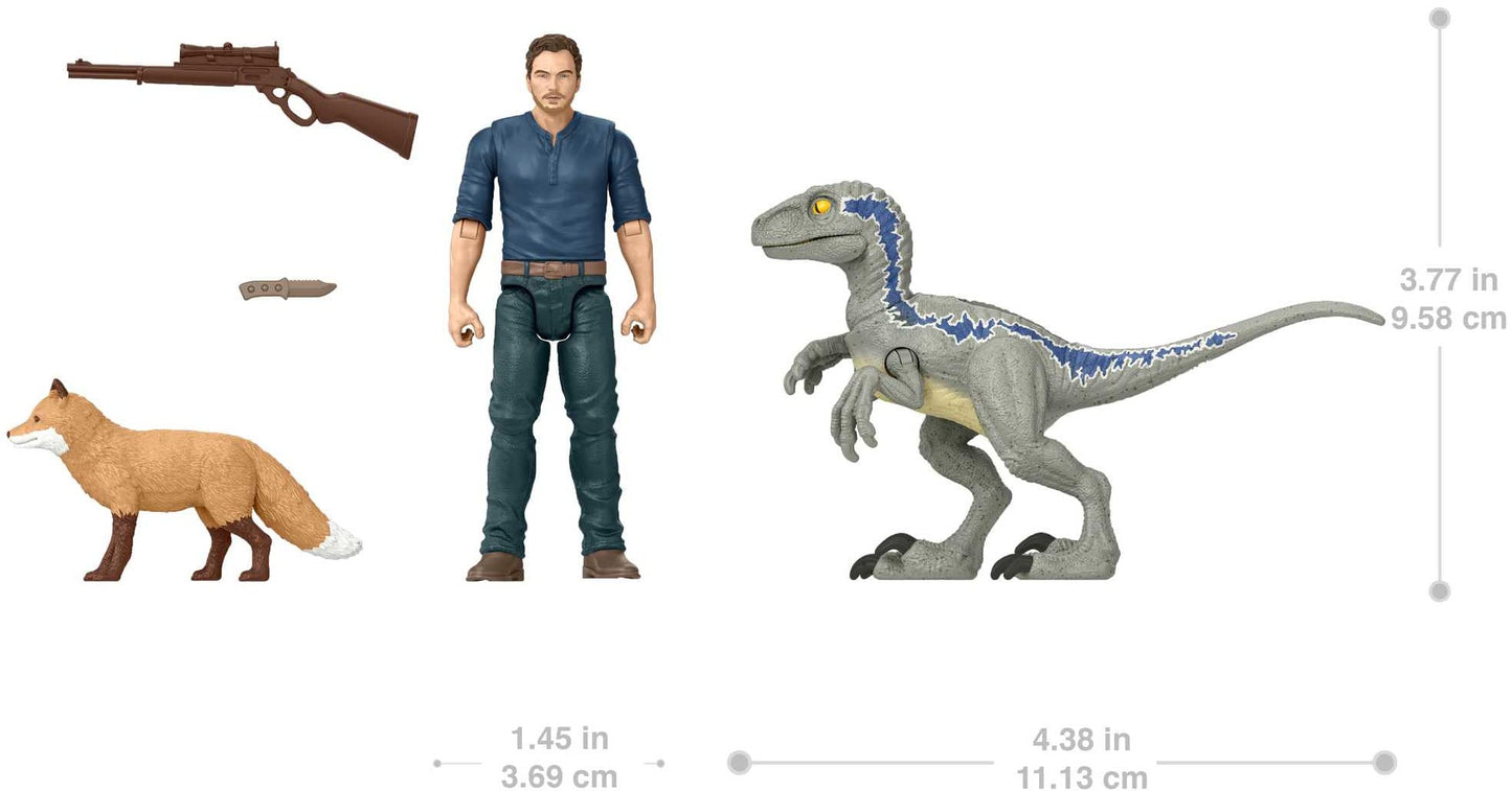 Mattel Jurassic World Dominion Owen & Velociraptor Beta Action Figure Pack | AR Play Set