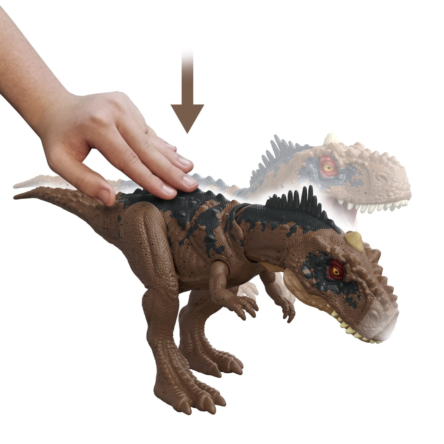 Mattel Jurassic World Dominion Roar Strikers Rajasaurus Action Figure with AR Play