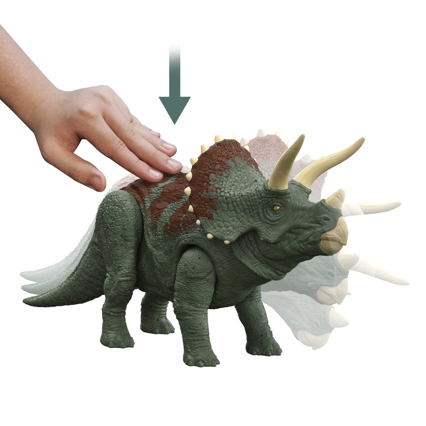 Mattel Jurassic World Dominion Roar Strikers Triceratops – Roaring Action Figure with AR