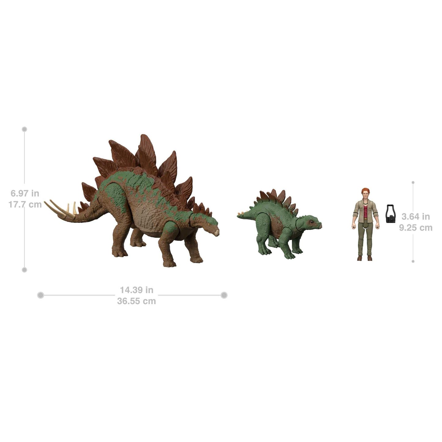 Mattel Jurassic World HHK91 Dr. Sarah Harding with Large & Small Stegosaurus – Articulated 9.5 cm Figures