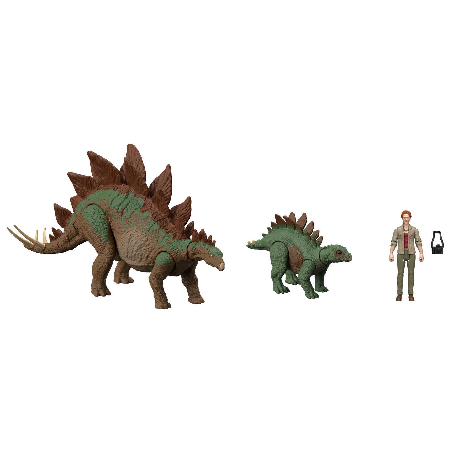 Mattel Jurassic World HHK91 Dr. Sarah Harding with Large & Small Stegosaurus – Articulated 9.5 cm Figures
