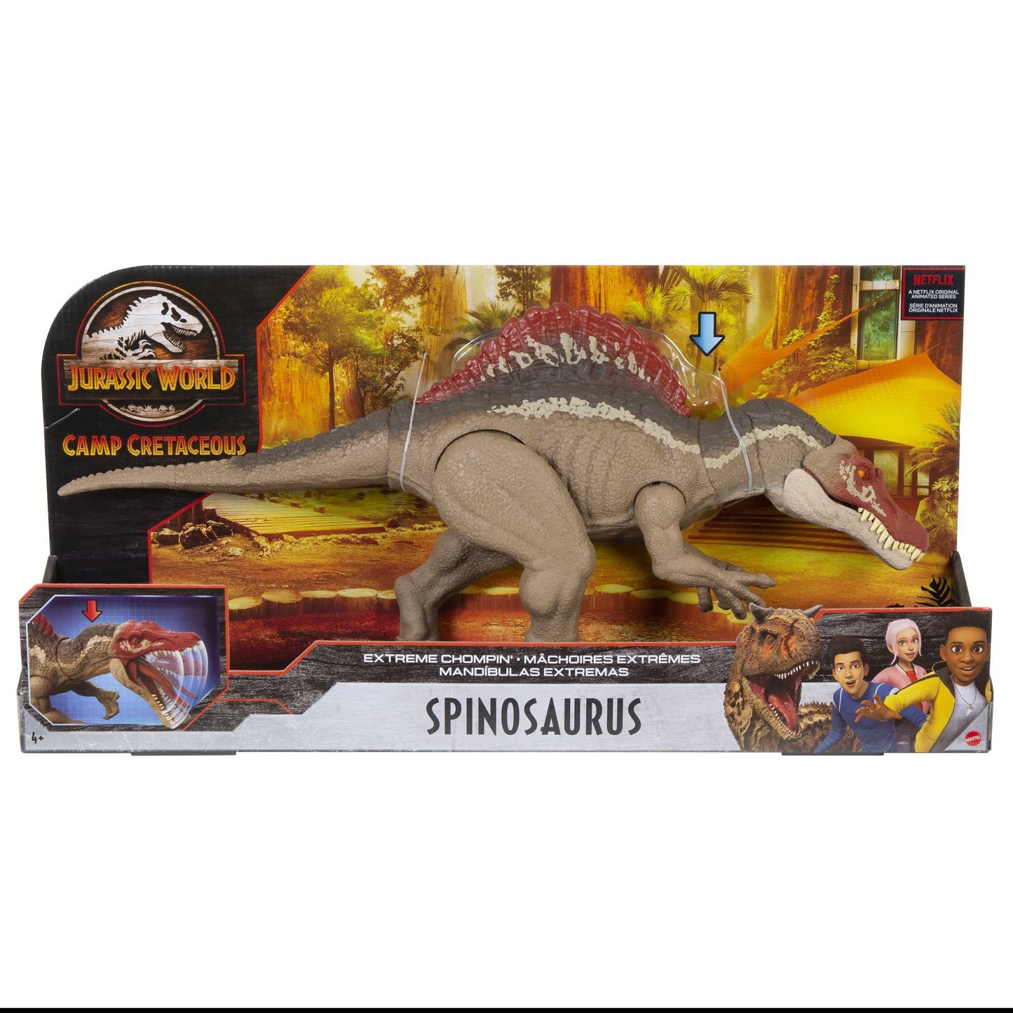 Mattel Jurassic World Extreme Chompin' Spinosaurus Action Figure - Huge Bite & Articulated Joints