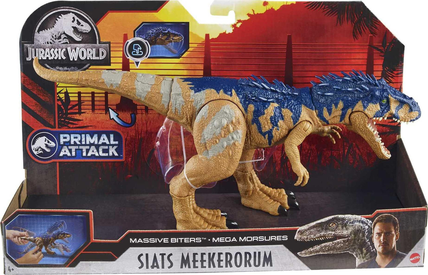 Mattel Jurassic World Massive Biters Siats Meekerorum Figure – Tail Strike & Chomping Action