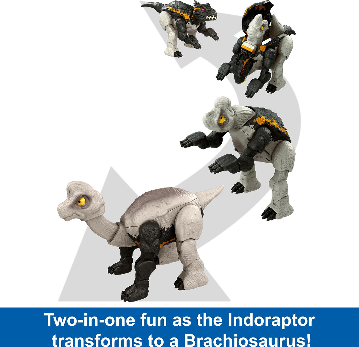 Mattel Jurassic World Fierce Changers 2-in-1 Dinosaur Action Figure — Brachiosaurus to Indoraptor in 16 Steps