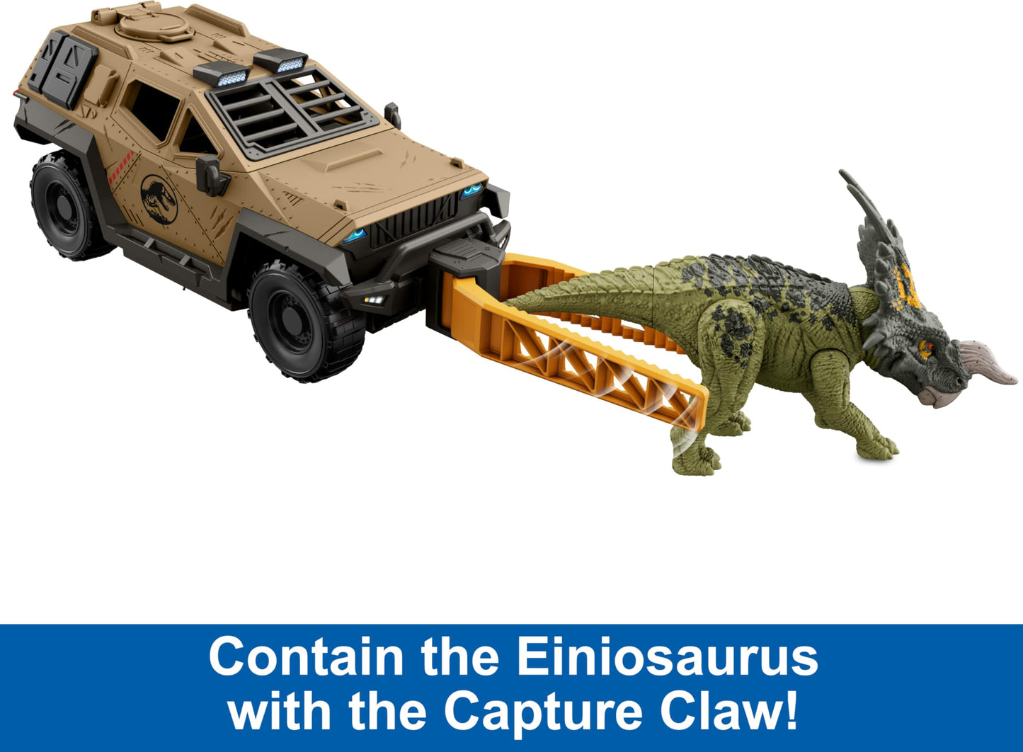 Mattel Jurassic World Truck & Einiosaurus Dinosaur – Flip & Roll Mission Mayhem Vehicle