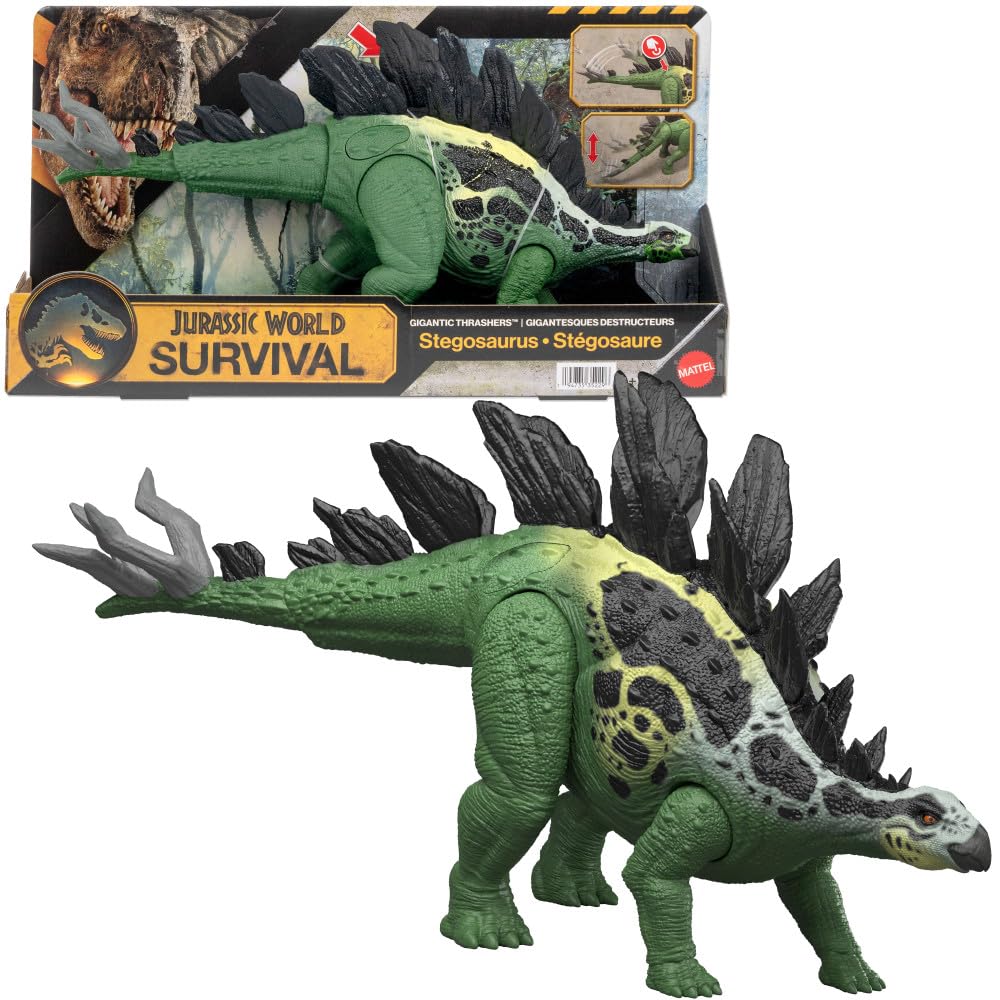 Mattel Jurassic World Gigantic Thrashers Stegosaurus – 14-Inch Attack Action Dino Figure