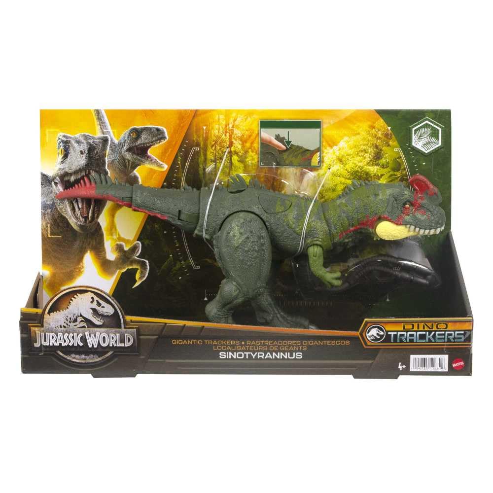 Mattel Jurassic World Gigantic Tracker Sinotyrannus Action Figure with Attack Motions & Tracking Gear