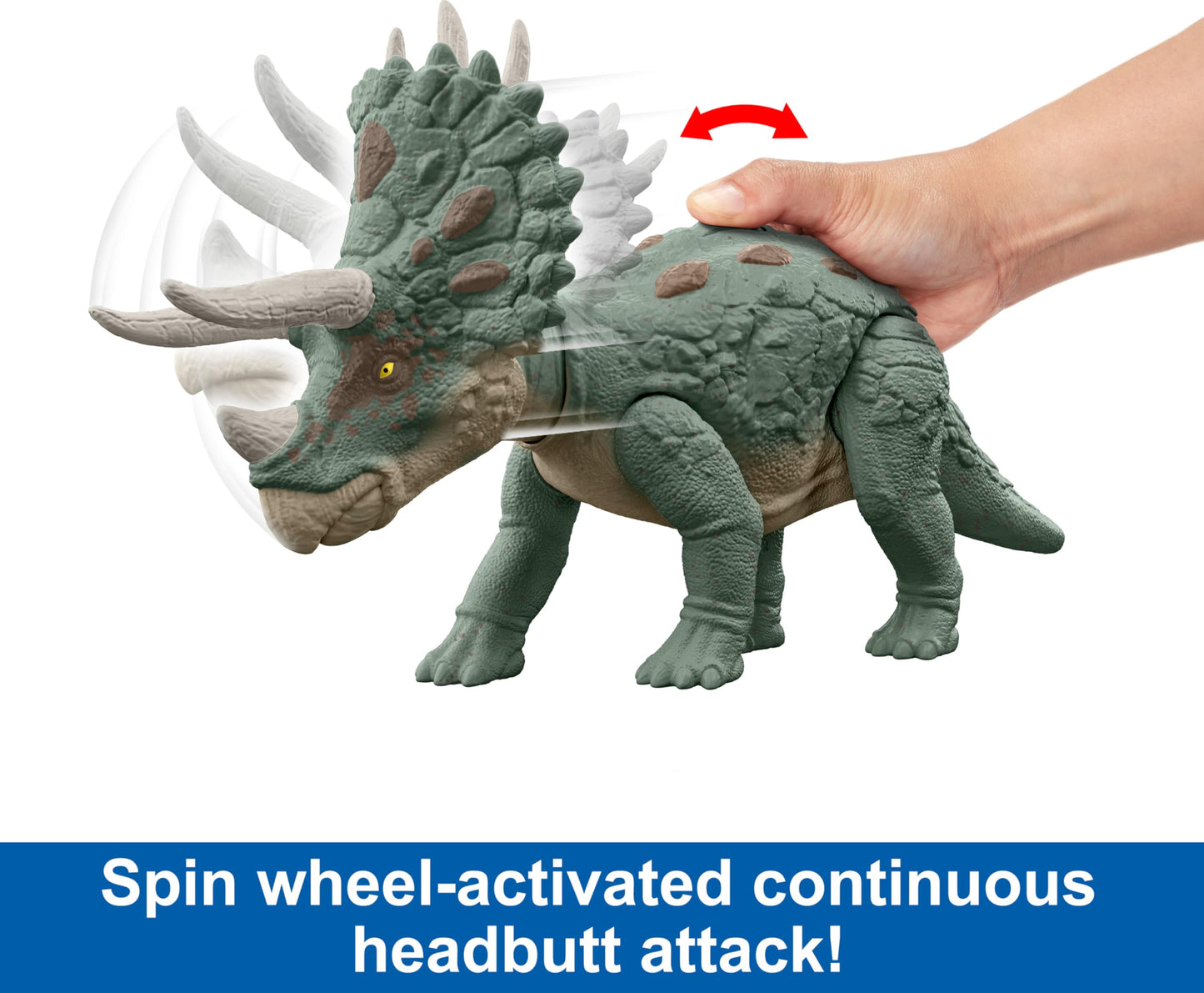 Mattel Jurassic World Gigantic Tracker Triceratops – Headbutt Attack & Evolved Horn