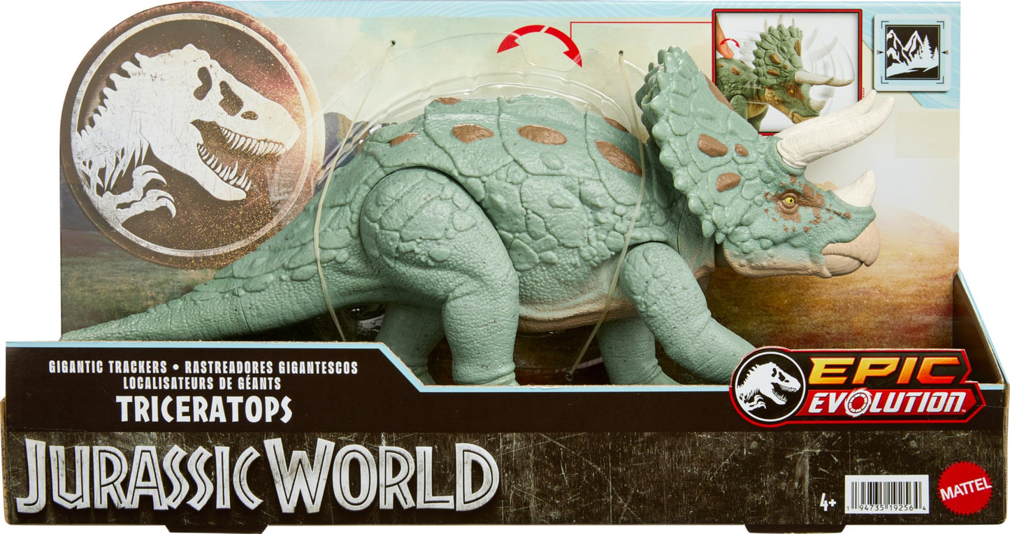 Mattel Jurassic World Gigantic Tracker Triceratops – Headbutt Attack & Evolved Horn