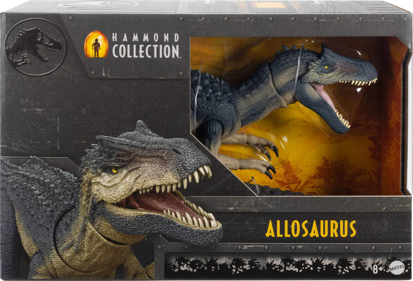Mattel Jurassic World Hammond Collection Allosaurus Action Figure – 19 Points of Articulation, Glass Eyes
