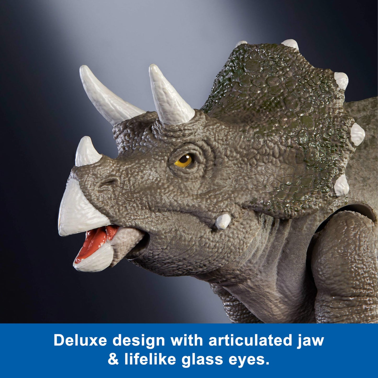 Mattel Jurassic World Hammond Collection Juvenile Triceratops – 14‑Point Articulation, Glass Eyes