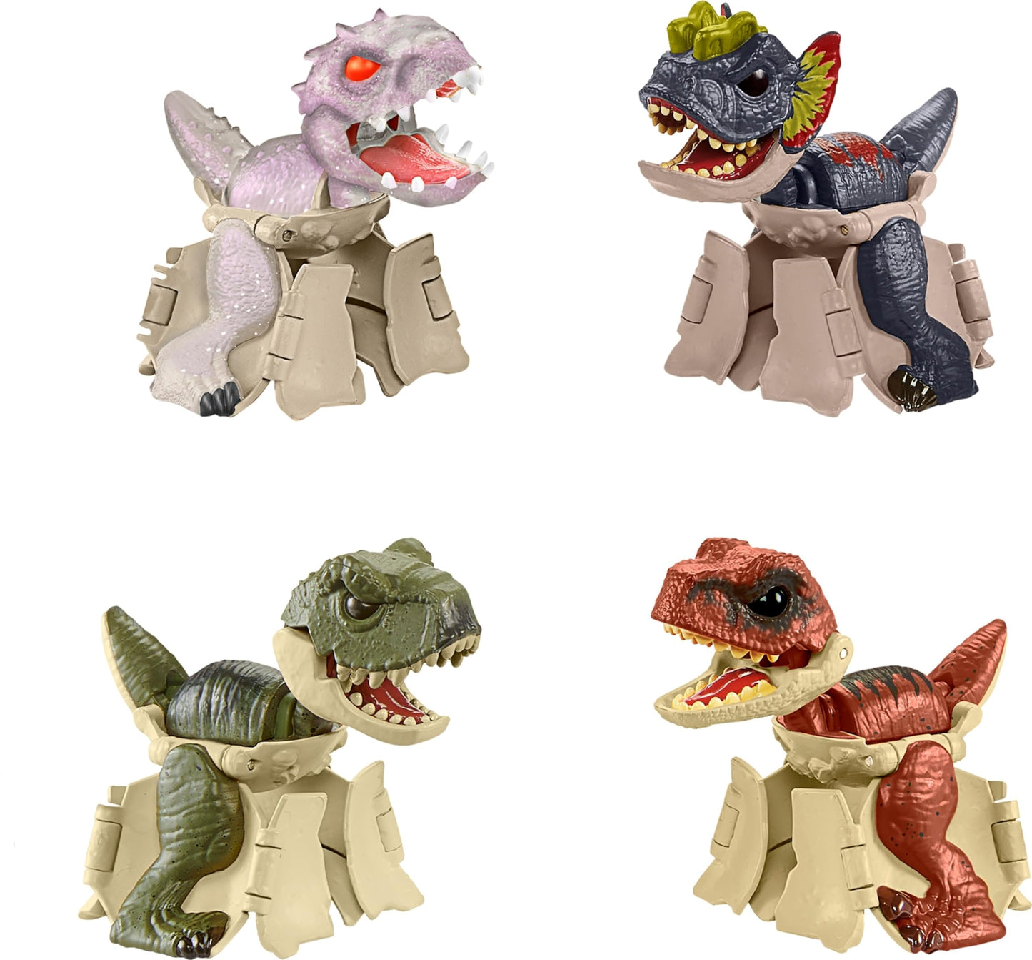 Mattel Jurassic World Hidden Hatchers 4-Pack — 2-in-1 Egg to Dinosaur