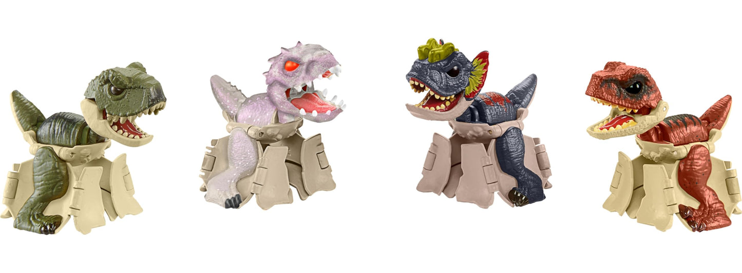 Mattel Jurassic World Hidden Hatchers 4-Pack — 2-in-1 Egg to Dinosaur