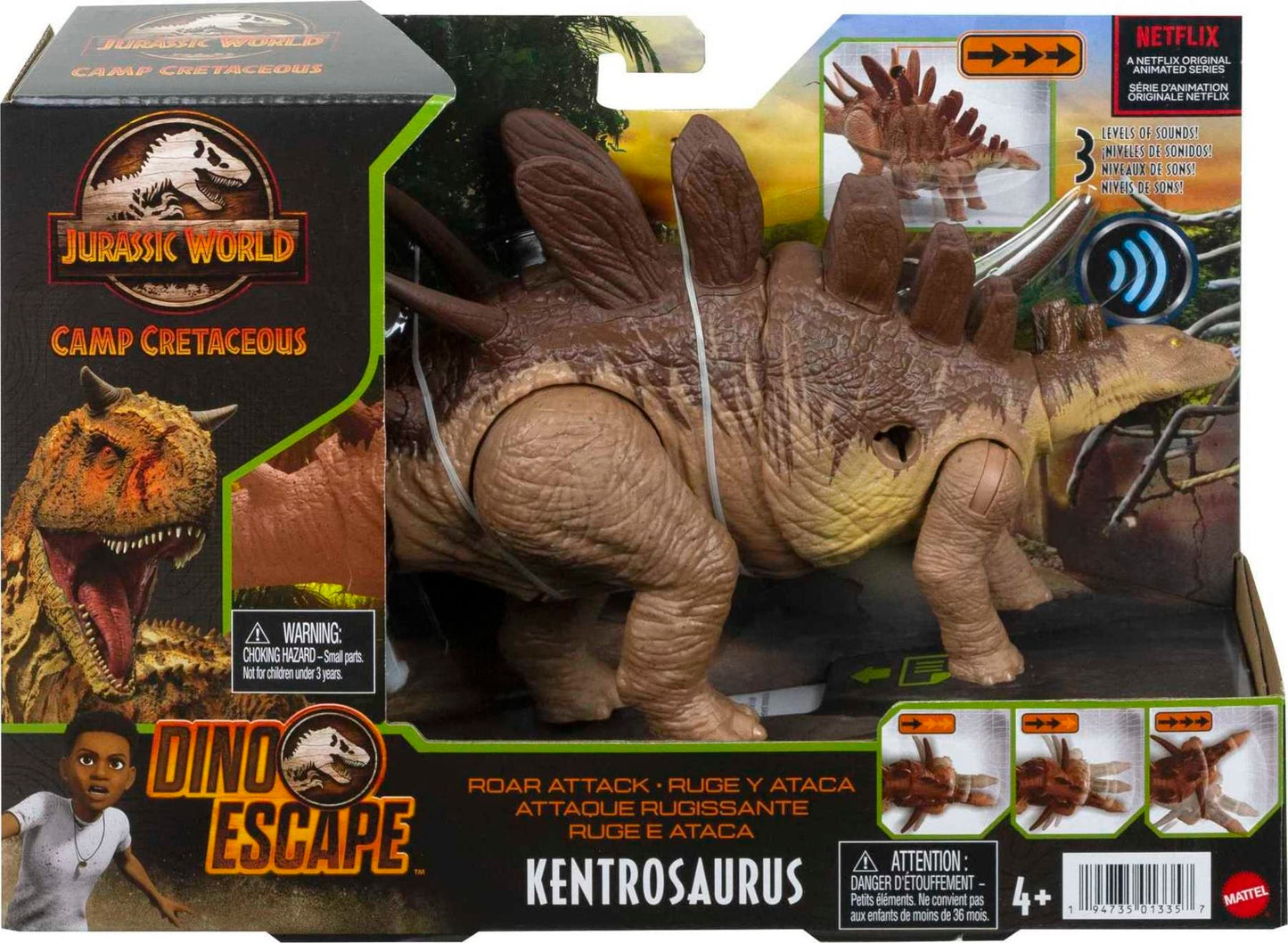 Mattel Jurassic World Camp Cretaceous Roar Attack Kentrosaurus Action Figure – Strike & Sounds