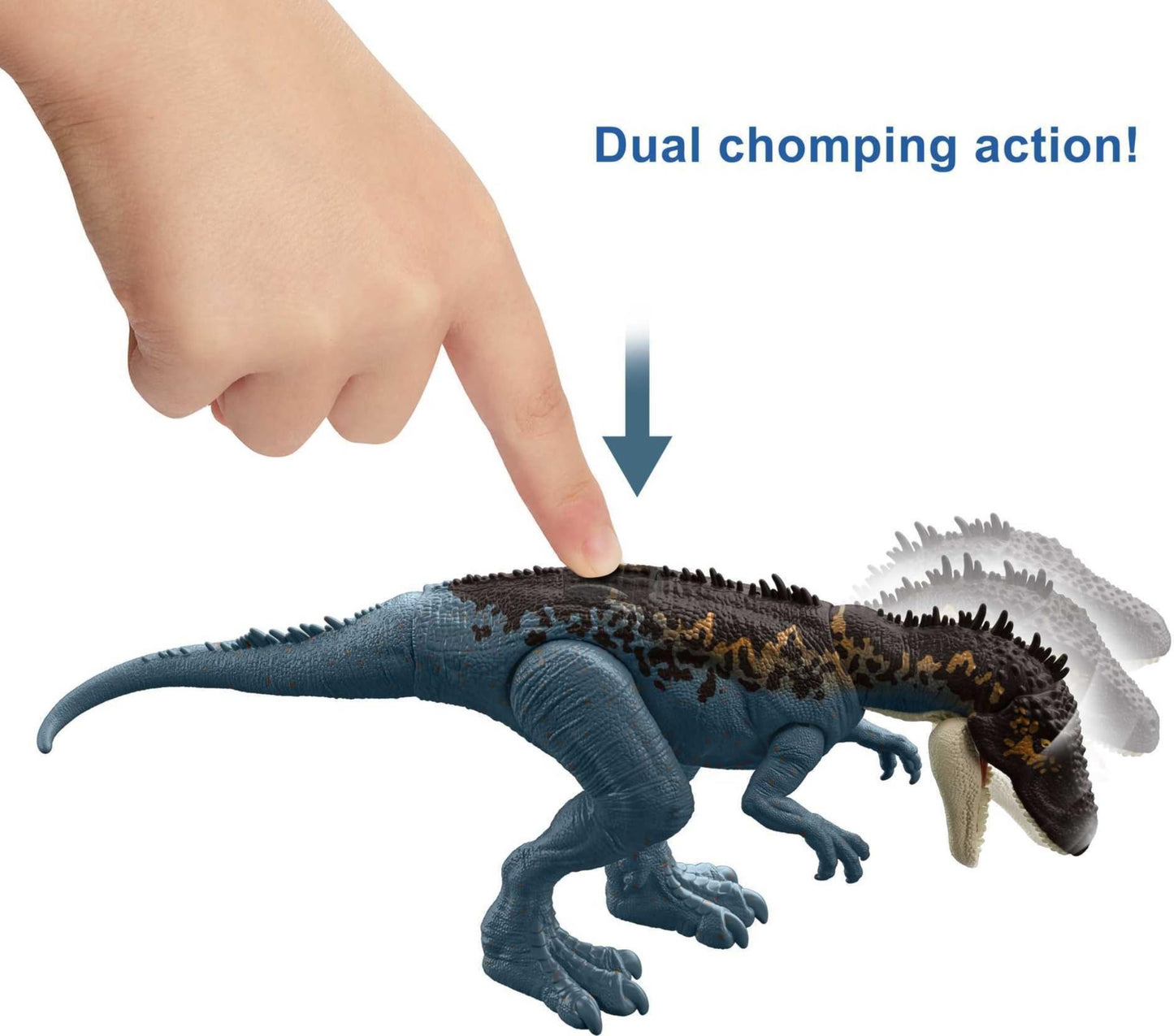 Mattel Jurassic World Mega Destroyers: Carcharodontosaurus Blue Action Figure with Attack Motion & Breakaway Accessory