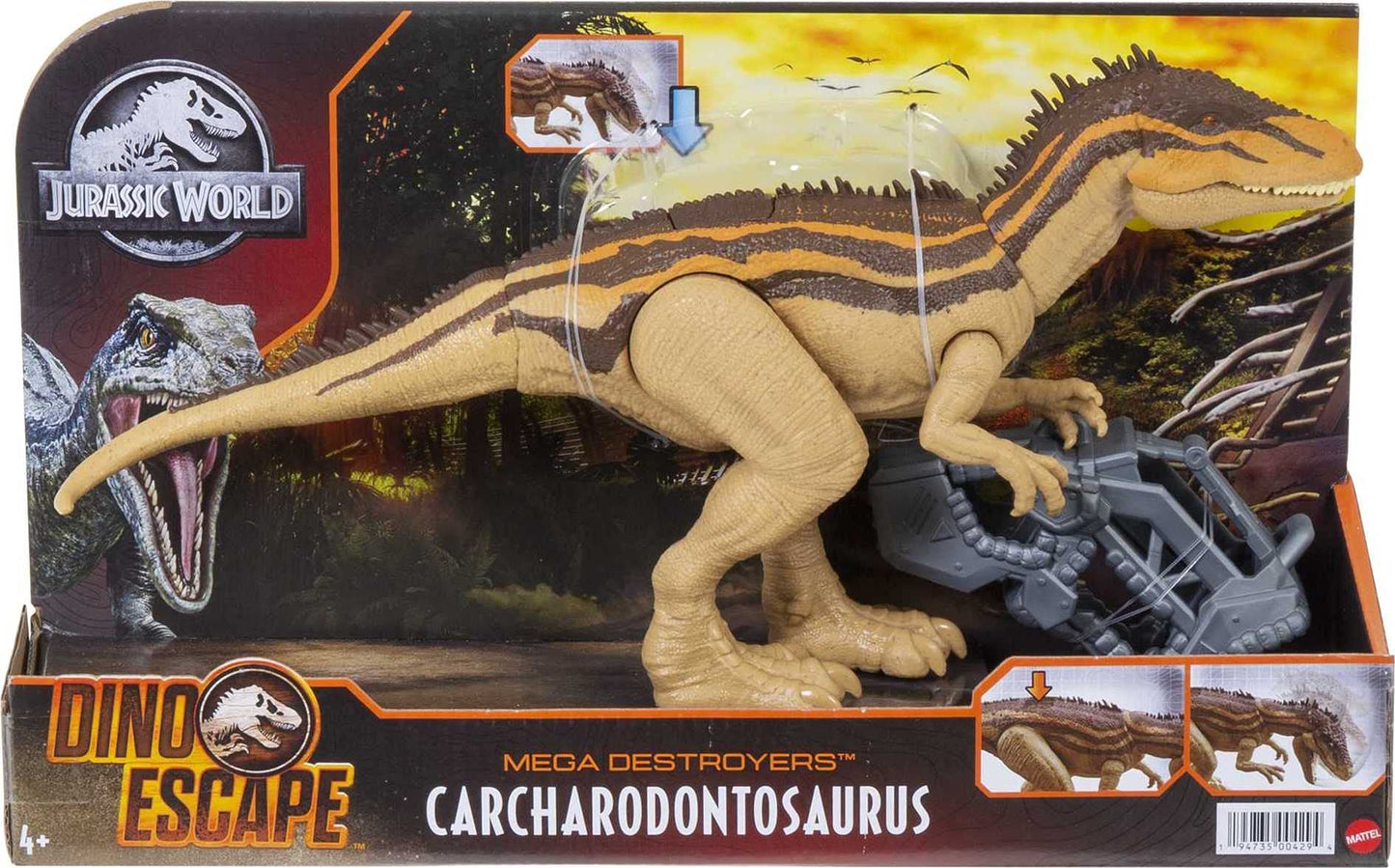 Mattel Jurassic World Mega Destroyers Carcharodontosaurus Brown – Attack Motion & Breakaway Accessory