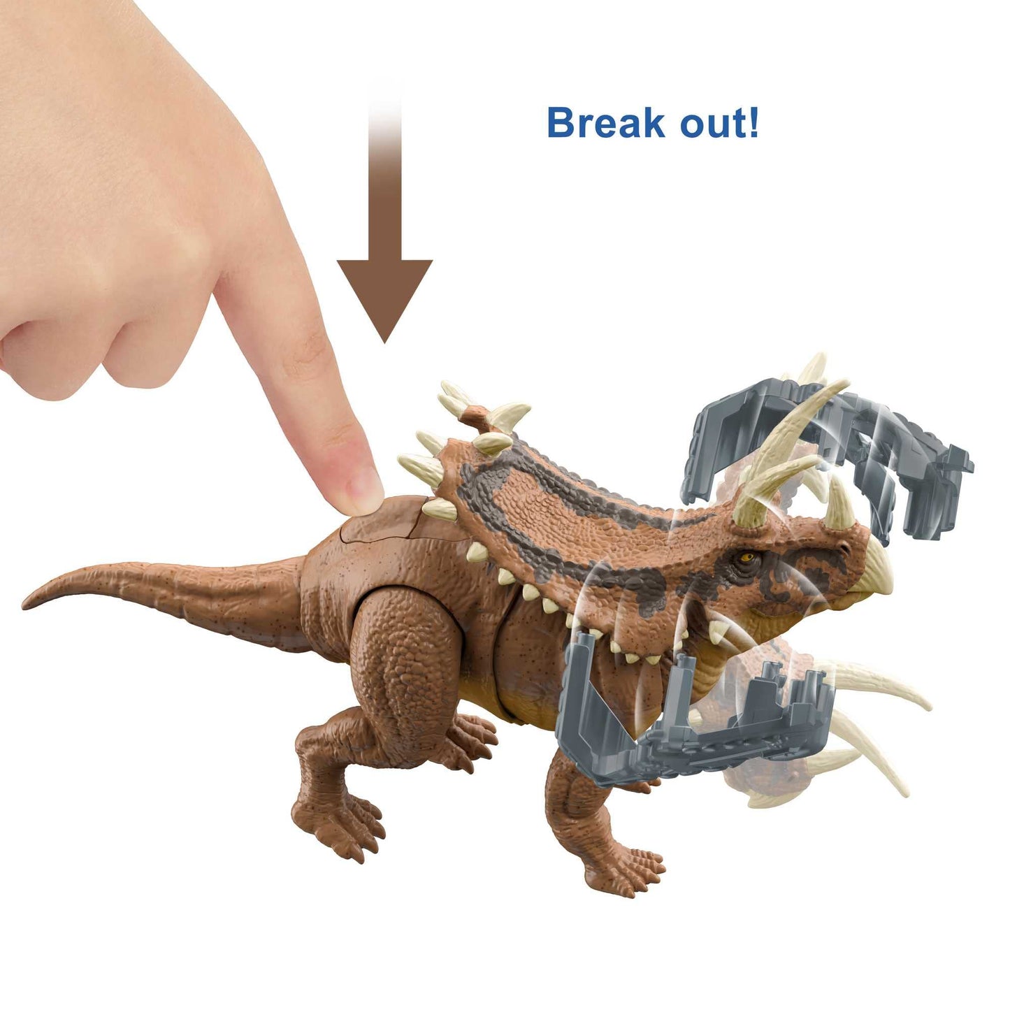 Mattel Jurassic World Mega Destroyers Pentaceratops – Attack Motion & Breakaway Accessory Dino Toy