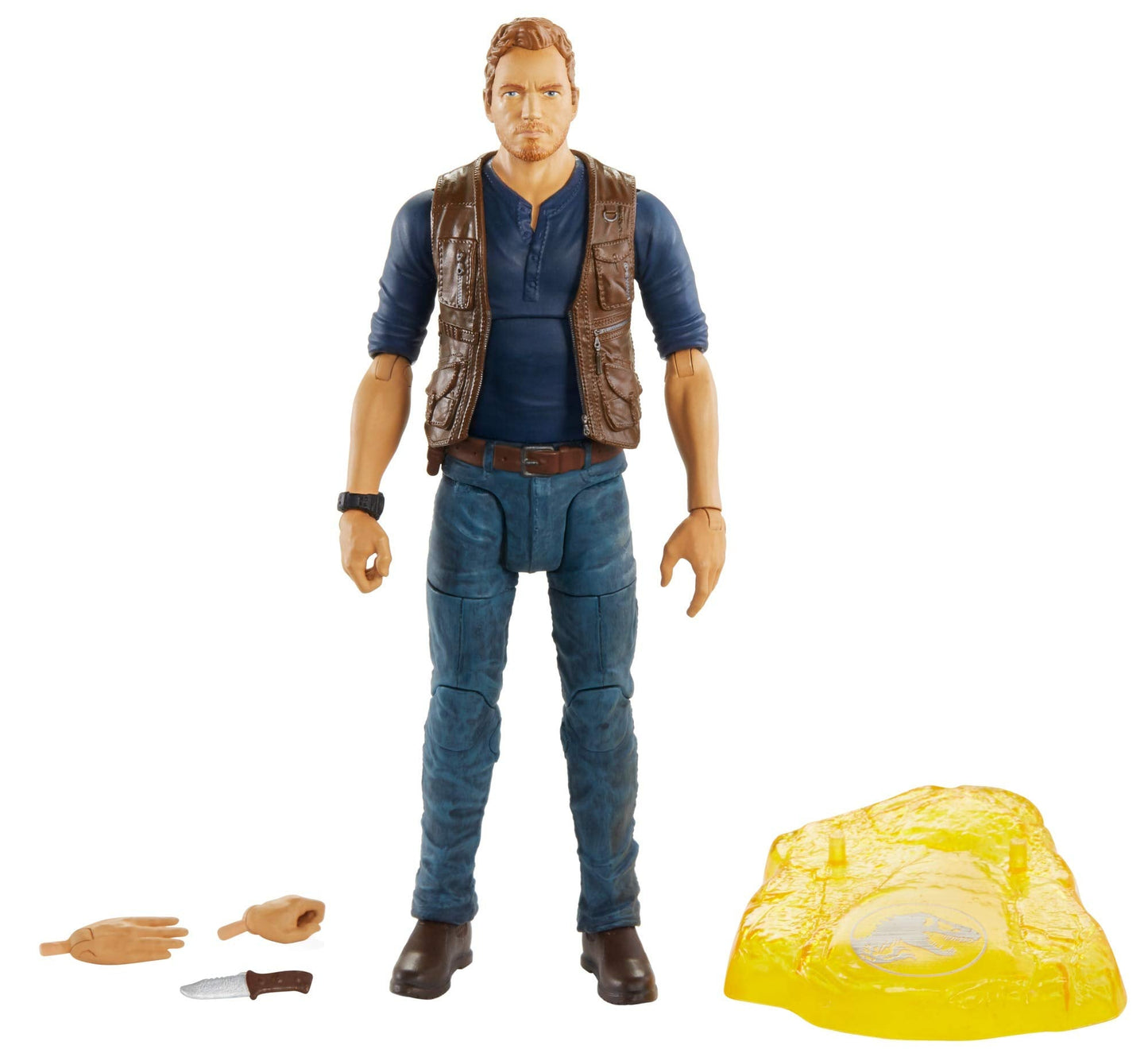 Mattel Jurassic World Owen Grady 6-Inch Collectible Action Figure – Movie Detail, Movable Joints, Knife Accessory, Extra Hands, Display Stand | Ages 4+