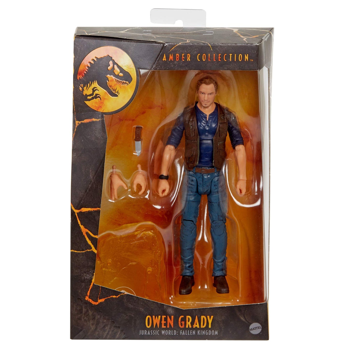 Mattel Jurassic World Owen Grady 6-Inch Collectible Action Figure – Movie Detail, Movable Joints, Knife Accessory, Extra Hands, Display Stand | Ages 4+