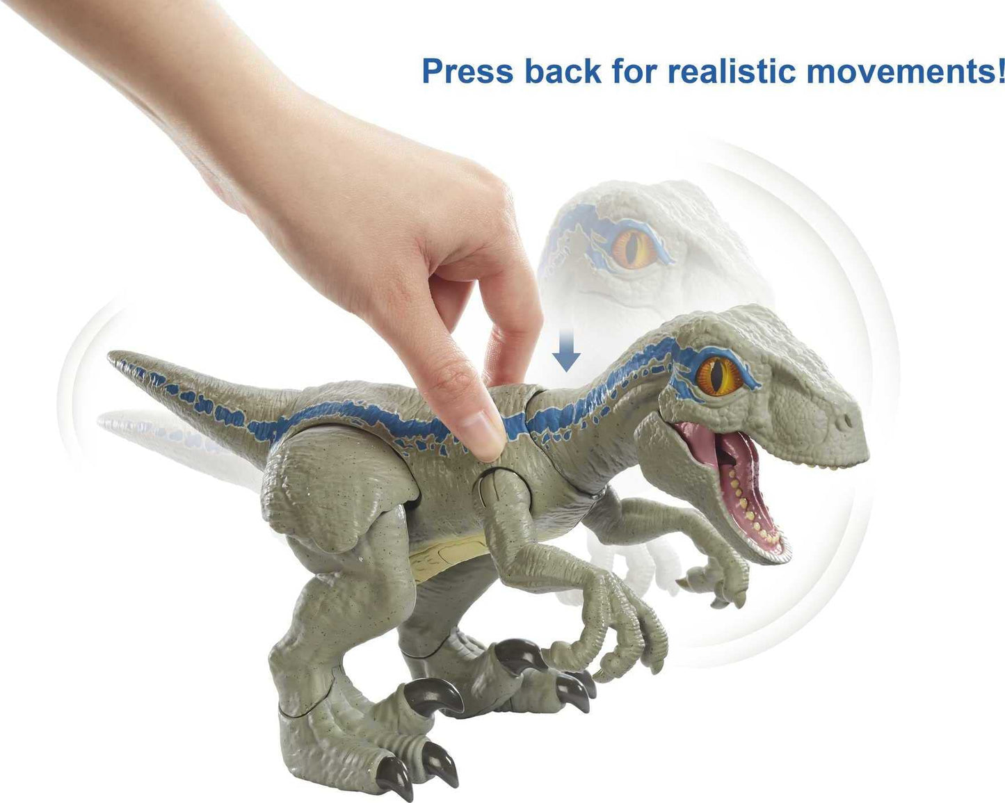 Mattel Jurassic World Primal Pal Blue – Spring-Activated Action, Sound & Full Articulation